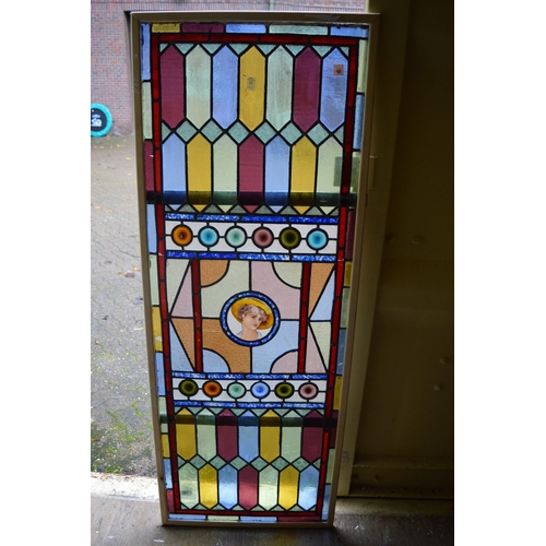 11 - A good collection of stained glass panels with etched and painted decoration.