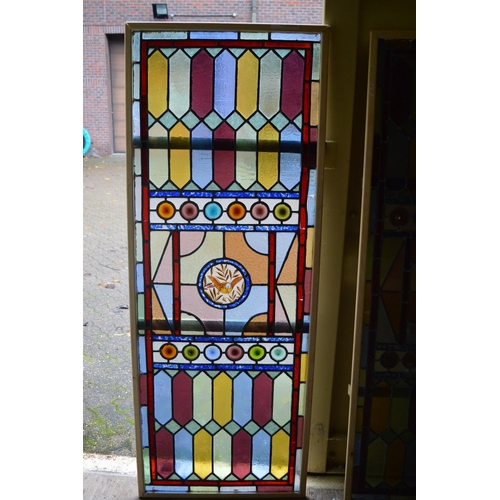 11 - A good collection of stained glass panels with etched and painted decoration.