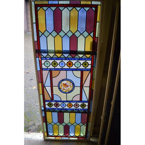 11 - A good collection of stained glass panels with etched and painted decoration.