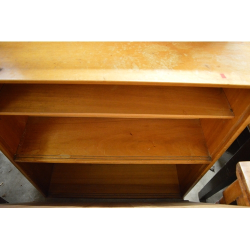 149 - Pine two door display cabinet and two bookcases.
