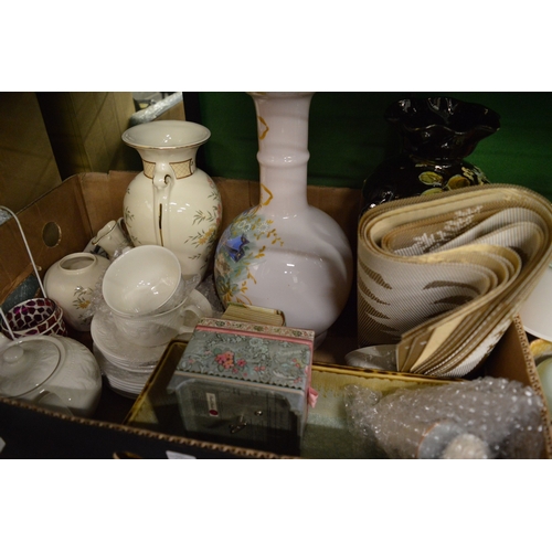154 - Two boxes containing household miscellaneous, decorative china etc.