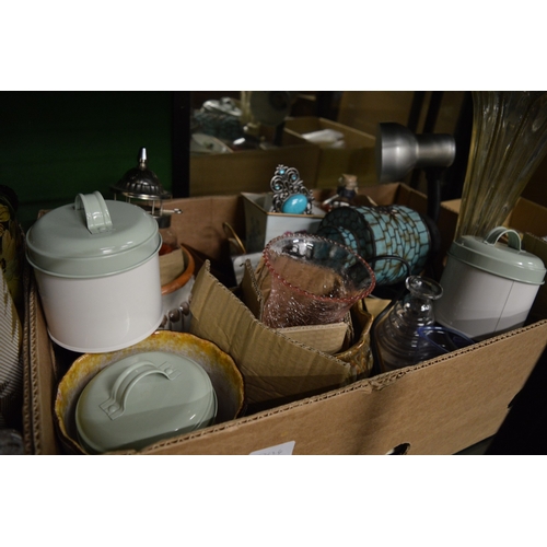 154 - Two boxes containing household miscellaneous, decorative china etc.