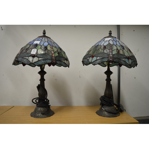 16 - A pair of tiffany style table lamps.