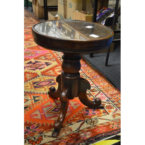 249 - A mahogany stool converted into a occasional table.