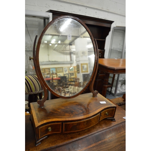 254 - A Georgian inlaid mahogany dressing table mirror.
