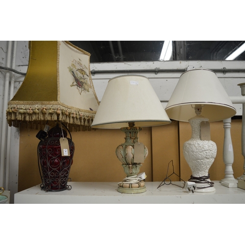 38 - Three decorative table lamps.