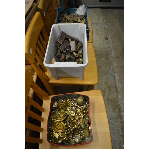 74 - Quantity of furniture brass ware to include locks, handles, castors etc.