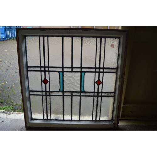 8 - Three stain glass leaded light windows.