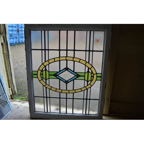 8 - Three stain glass leaded light windows.