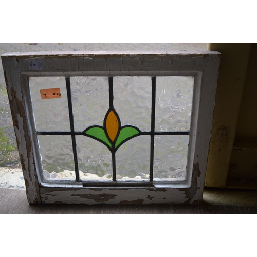 9 - Ten small stained glass leaded light windows.