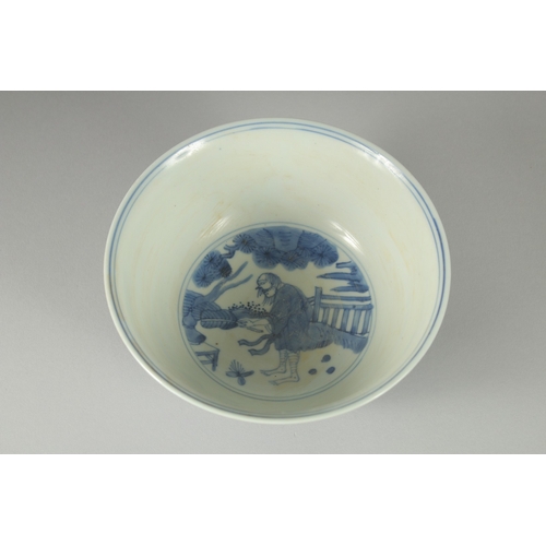 113 - A CHINESE MING BLUE AND WHITE BOWL, (af), together with another blue and white bowl, (2).