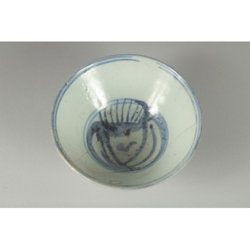 113 - A CHINESE MING BLUE AND WHITE BOWL, (af), together with another blue and white bowl, (2).