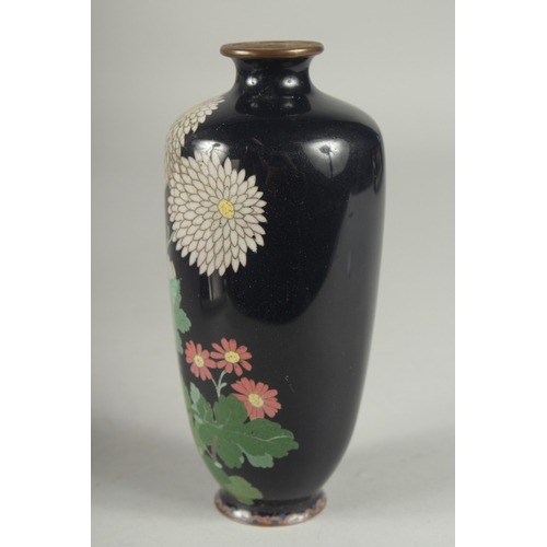 172 - A JAPANESE CLOISONNE VASE, decorated with flora, (lacking base), 15cm high.