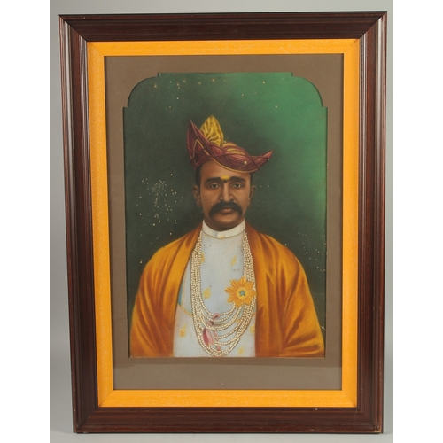 235 - A VERY FINE LARGE 19TH /EARLY 20TH CENTURY INDIAN PASTEL PAINTING OF A RULER, framed and glazed, ima... 