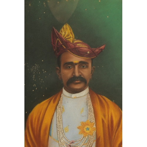 235 - A VERY FINE LARGE 19TH /EARLY 20TH CENTURY INDIAN PASTEL PAINTING OF A RULER, framed and glazed, ima... 