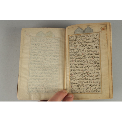 242 - A FINE 19TH CENTURY ISLAMIC KASHMIRI QURAN, Arabic manuscript on paper, with black naskh, text panel... 