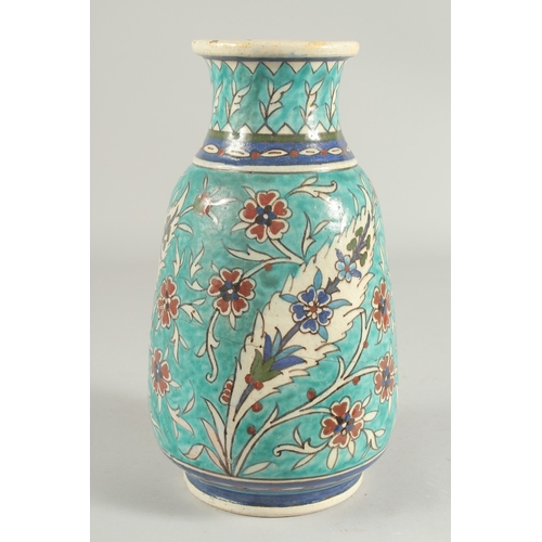 270 - A LARGE EARLY 20TH CENTURY PALISTINIAN JERUSALEM GLAZED POTTERY VASE, 29cm high (af).