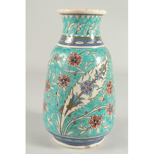 270 - A LARGE EARLY 20TH CENTURY PALISTINIAN JERUSALEM GLAZED POTTERY VASE, 29cm high (af).