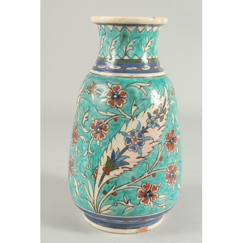 270 - A LARGE EARLY 20TH CENTURY PALISTINIAN JERUSALEM GLAZED POTTERY VASE, 29cm high (af).