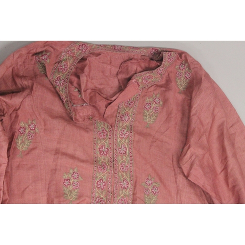 271 - A FINE INDIAN EMBROIDERED DRESS, possibly Kashmiri, together with another embroidered textile, (2).