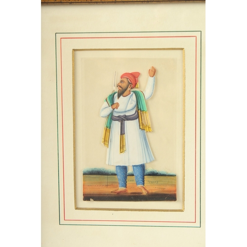 276 - FOUR 19TH CENTURY INDIAN PAINTINGS ON MICA, framed and glazed, each image 10.5cm x 7cm.