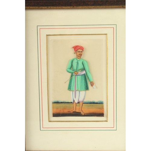 276 - FOUR 19TH CENTURY INDIAN PAINTINGS ON MICA, framed and glazed, each image 10.5cm x 7cm.