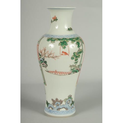 57 - A CHINESE FAMILLE VERTE PORCELAIN VASE, 29.5cm high.