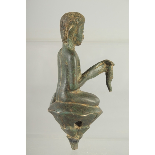 582 - AN EARLY BRONZE BUDDHA FINIAL, 12.5cm high.