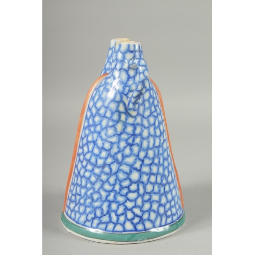 585 - AN OTTOMAN TURKISH POTTERY WATER FLASK, 24cm high.