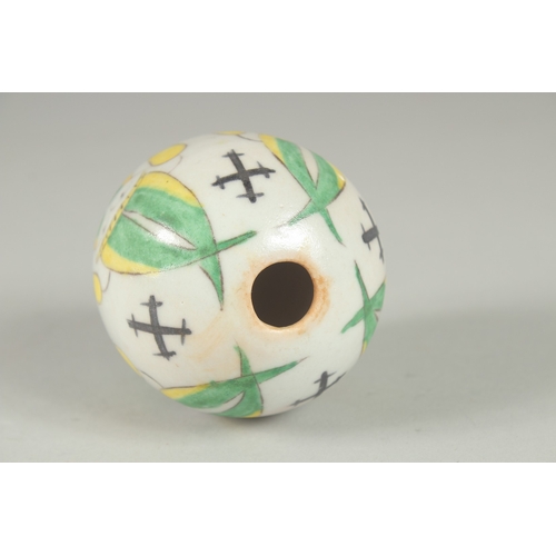 593 - A TURKISH OTTOMAN ARMENIAN POTTERY HANGING BALL, 8cm.