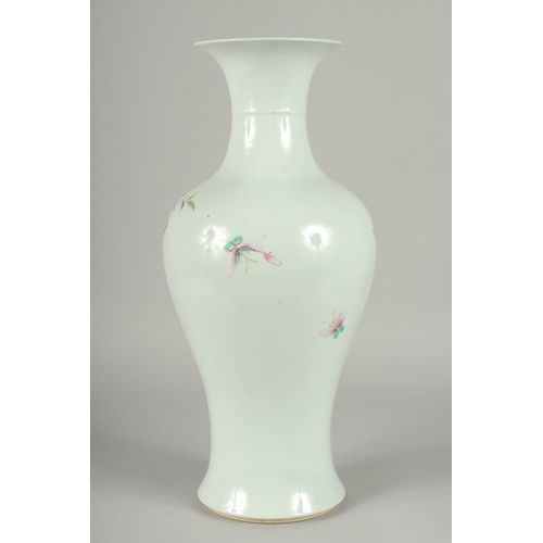 99 - A LARGE CHINESE FAMILLE ROSE PORCELAIN BALUSTER VASE, painted with colourful enamels depicting birds... 