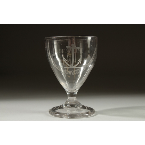 1044 - A SMALL GEORGIAN GLASS engraved 