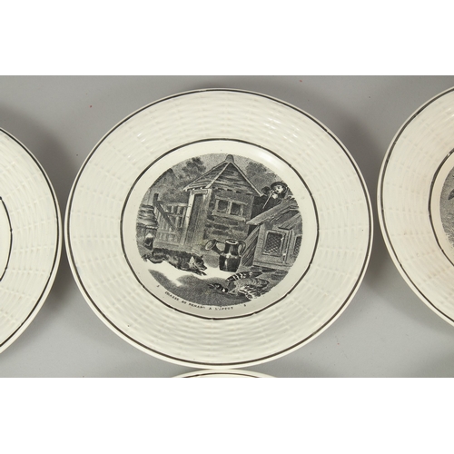 1079 - A SET OF TWELVE CONTINENTAL TRANSFER PATTERN PLATES. 7ins diameter.