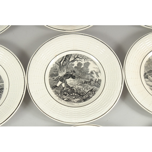 1079 - A SET OF TWELVE CONTINENTAL TRANSFER PATTERN PLATES. 7ins diameter.