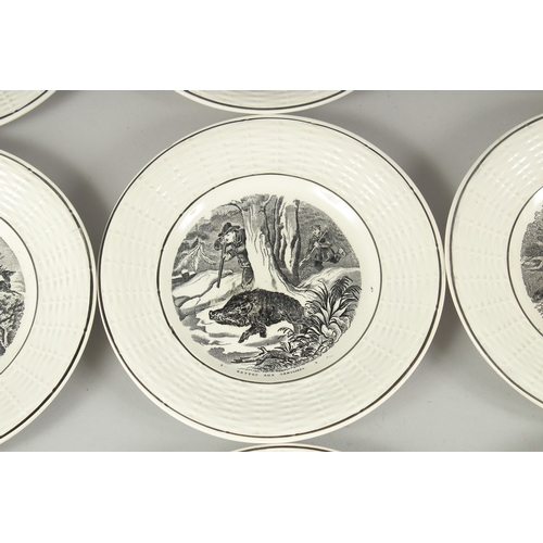 1079 - A SET OF TWELVE CONTINENTAL TRANSFER PATTERN PLATES. 7ins diameter.