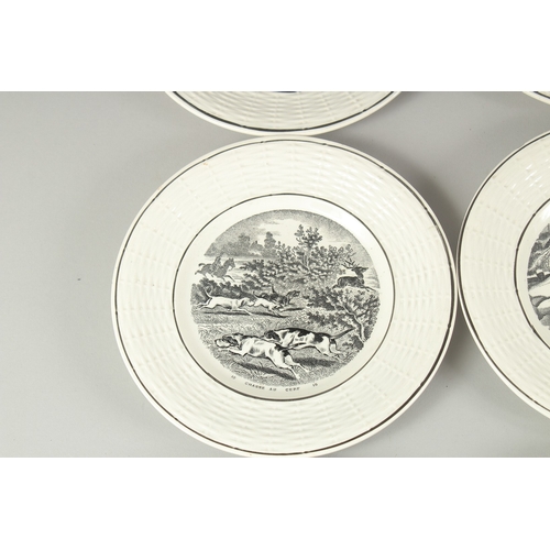 1079 - A SET OF TWELVE CONTINENTAL TRANSFER PATTERN PLATES. 7ins diameter.