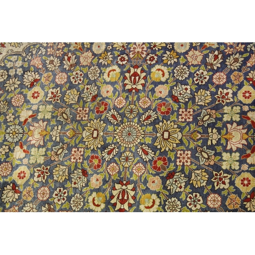 1008 - A GOOD SMALL PERSIAN BLUE RUG blue and beige ground with stylised floral decoration. 5ft ins x 3ft 6... 