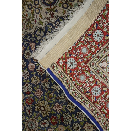 1008 - A GOOD SMALL PERSIAN BLUE RUG blue and beige ground with stylised floral decoration. 5ft ins x 3ft 6... 