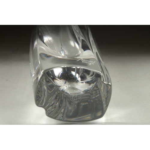 1055 - A GOOD BACCARAT ROUNDED GLASS VASE. 10ins long, Signed, with label, in original box.(appears unused)... 