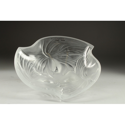 1059 - A GOOD LALIQUE FROSTED GLASS DAYDREAM BOWL. 10ins diameter, in original box.