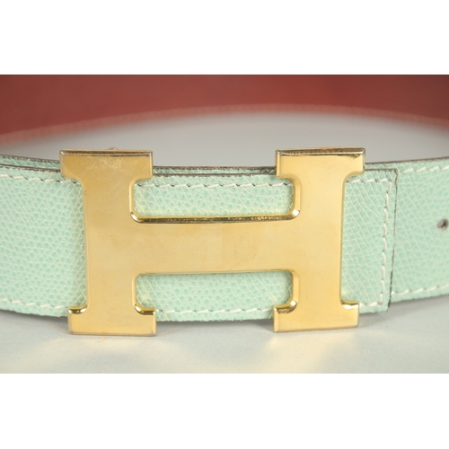 1376 - A HERMES LEATHER BELT. 35ins long.