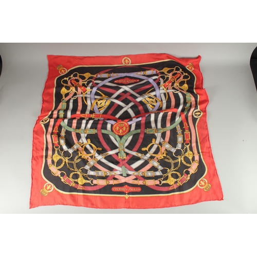 1390 - A HERMES SILK SCARF ''CAVALCADOUR''. 34ins x 34ins.