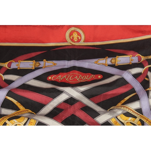 1390 - A HERMES SILK SCARF ''CAVALCADOUR''. 34ins x 34ins.