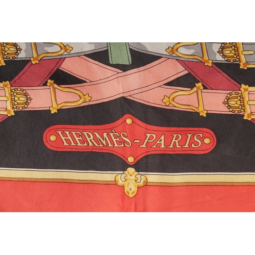 1390 - A HERMES SILK SCARF ''CAVALCADOUR''. 34ins x 34ins.