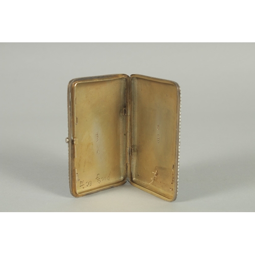 1402 - A RUSSIAN SILVER AND ENAMEL CIGARETTE CASE. 9.5cm x 6cm Marks: A. G. over date, head 88. Weight: 99g... 