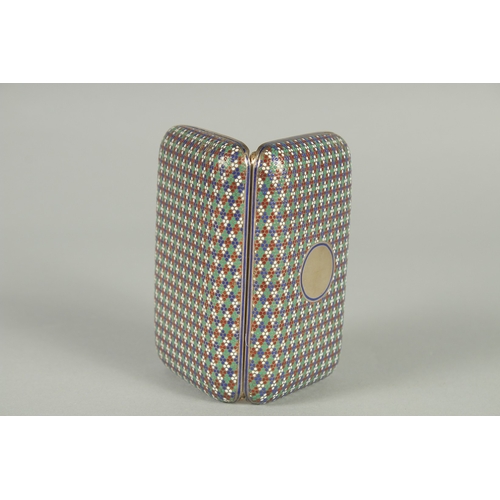 1403 - A RUSSIAN SILVER AND ENAMEL CIGARETTE CASE. 10cm x 6cm. Mark: A.C. over 187-. Weight: 117gms.... 