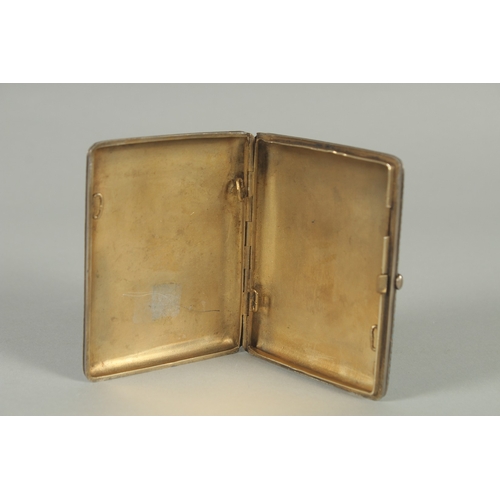 1405 - A RUSSIAN SILVER AND ENAMEL CIGARETTE CASE. 9.5cm x 7.5cm. Mark:  head 87., B.P. Weight:105gms.... 