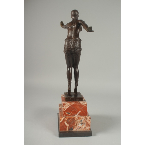 1117 - AFTER D. H. CHIPARUS. A BRONZE DANCING GIRL.  Signed, 14ins on a stepped metal base.