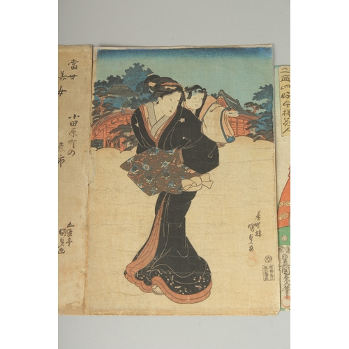 10 - KUNISADA I UTAGAWA (1786-1865): EDO BEAUTIES, four mid-19th century original Japanese woodblock prin... 