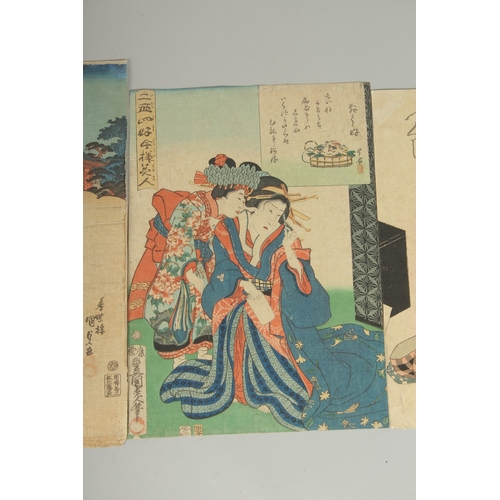 10 - KUNISADA I UTAGAWA (1786-1865): EDO BEAUTIES, four mid-19th century original Japanese woodblock prin... 